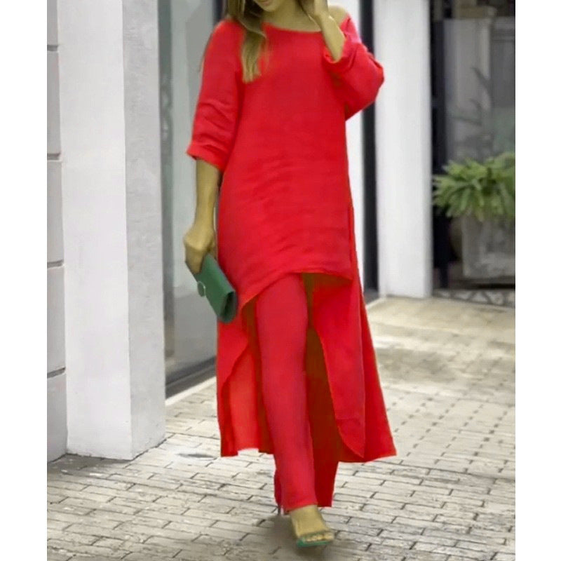 Women's Cotton Linen Fashion Casual Irregular Long Suits
