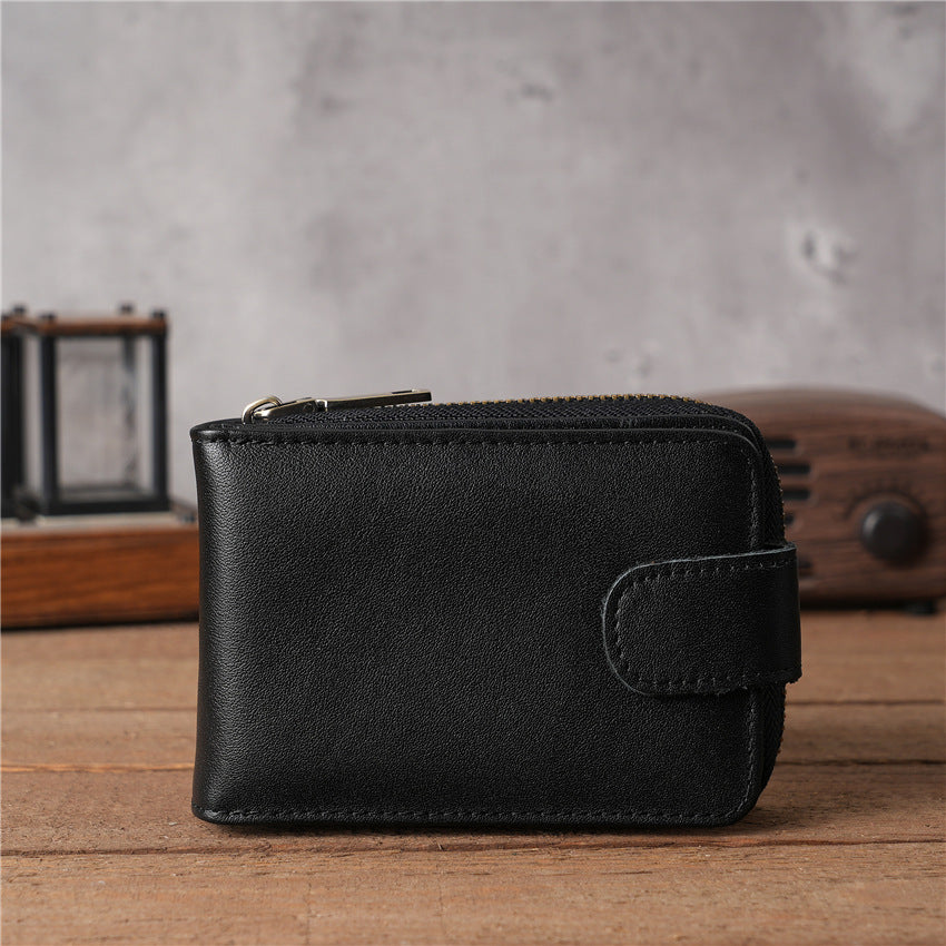 Men's Genuine Leather License Expanding First Layer Card Holder