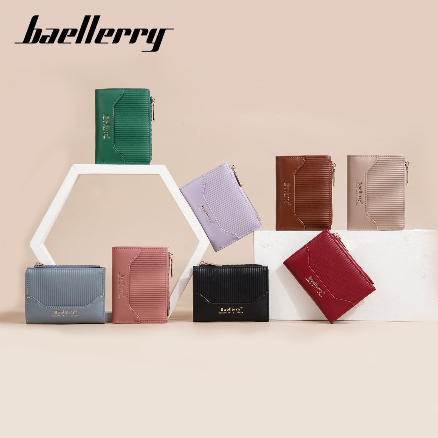 Women's Short Striped Zipper High Sense Female Ladies Wallets