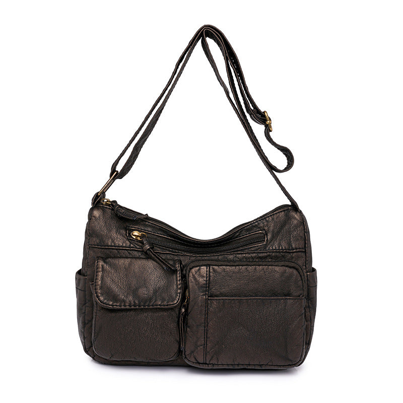 Women's Soft Leather Solid Color Urban Simple Shoulder Bags
