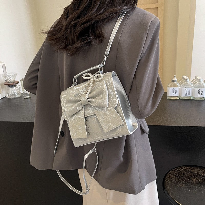 Niche Bow Design Pearl Ornaments Fashion Backpacks