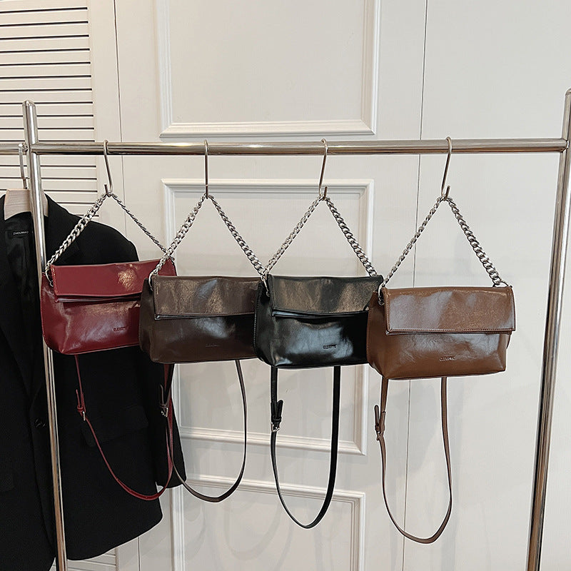 Women's Fashion Popular Retro Simple Texture Chain Shoulder Bags