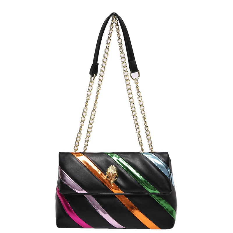 Women's Patchwork Stripes Chain Simple Fashion Eagle Crossbody Bags
