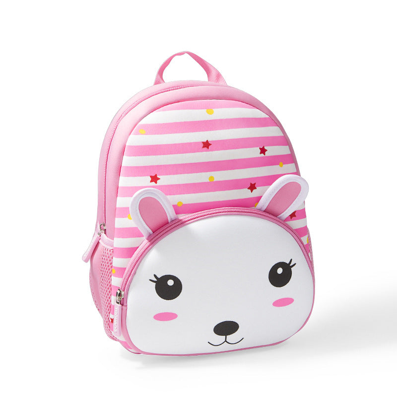 Children's Cartoon Animal Neoprene Striped Water-repellent Lion Kindergarten School Bags