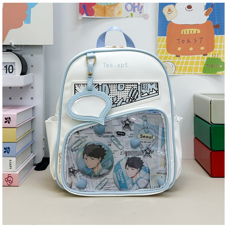 Comfortable Cartoon Portable Millet Display Transparent Backpacks