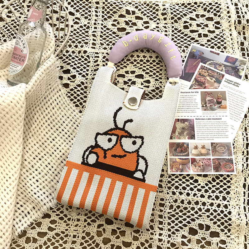 Design Cute Cartoon Mini Knitted Mobile Versatile Phone Bags