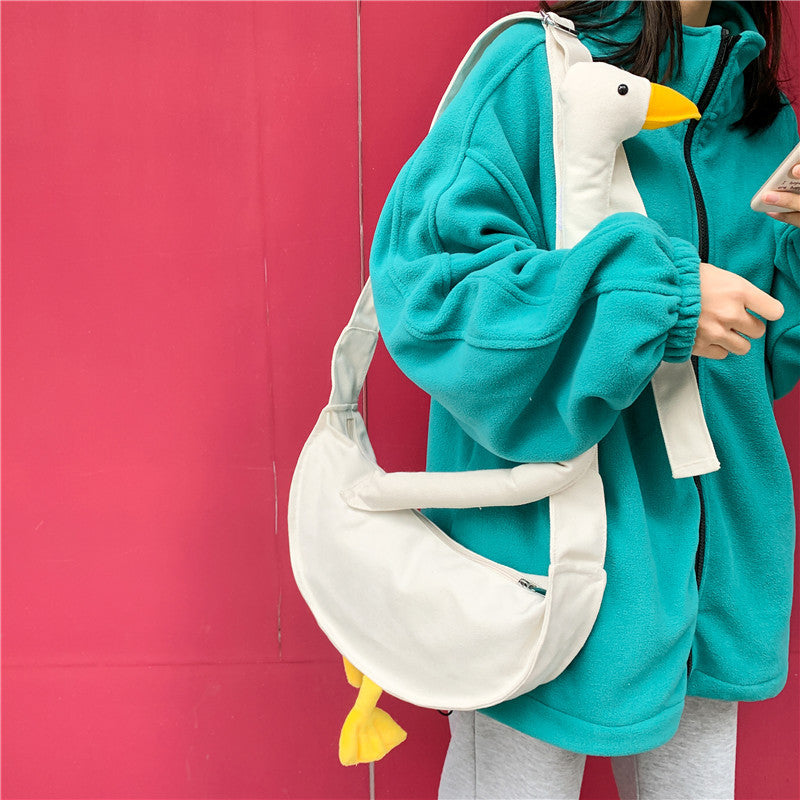 Women's Cute Duck Head Canvas Trendy Funny Crossbody Bags