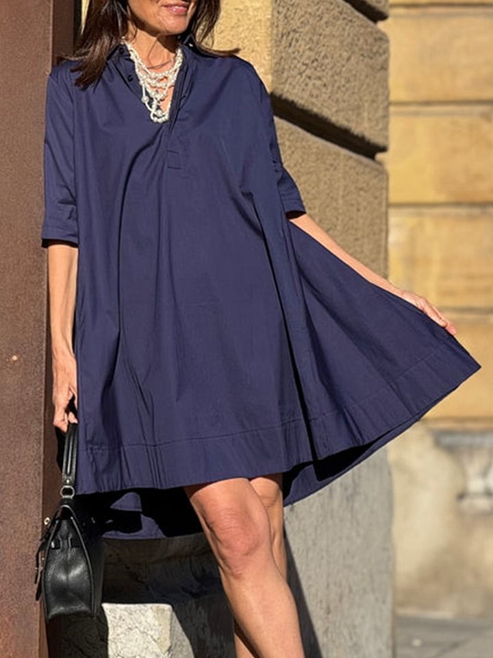 Women's Patchwork Contrast Color Casual Temperament Cotton Dress
