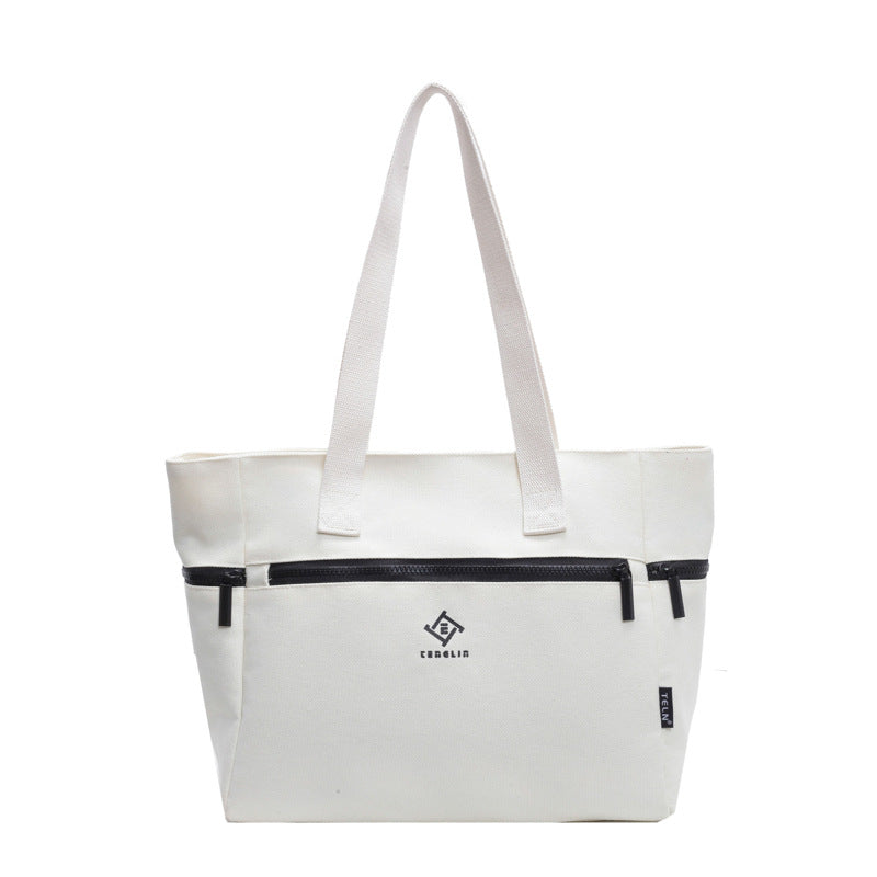 Women's Canvas Preppy Style Large Capacity College Shoulder Bags