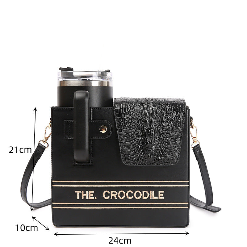 Crocodile Pattern Kettle Thermos Cup Beverage Crossbody Bags