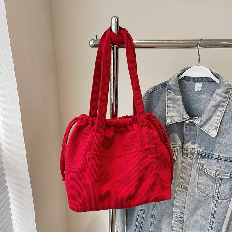 Women's Corduroy Striped Underarm Large Capacity Totes Tote Bags
