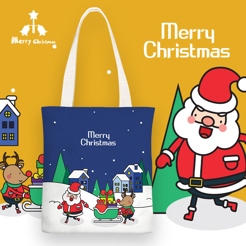 Little Christmas Fresh Canvas Female Simple Shoulder Bags