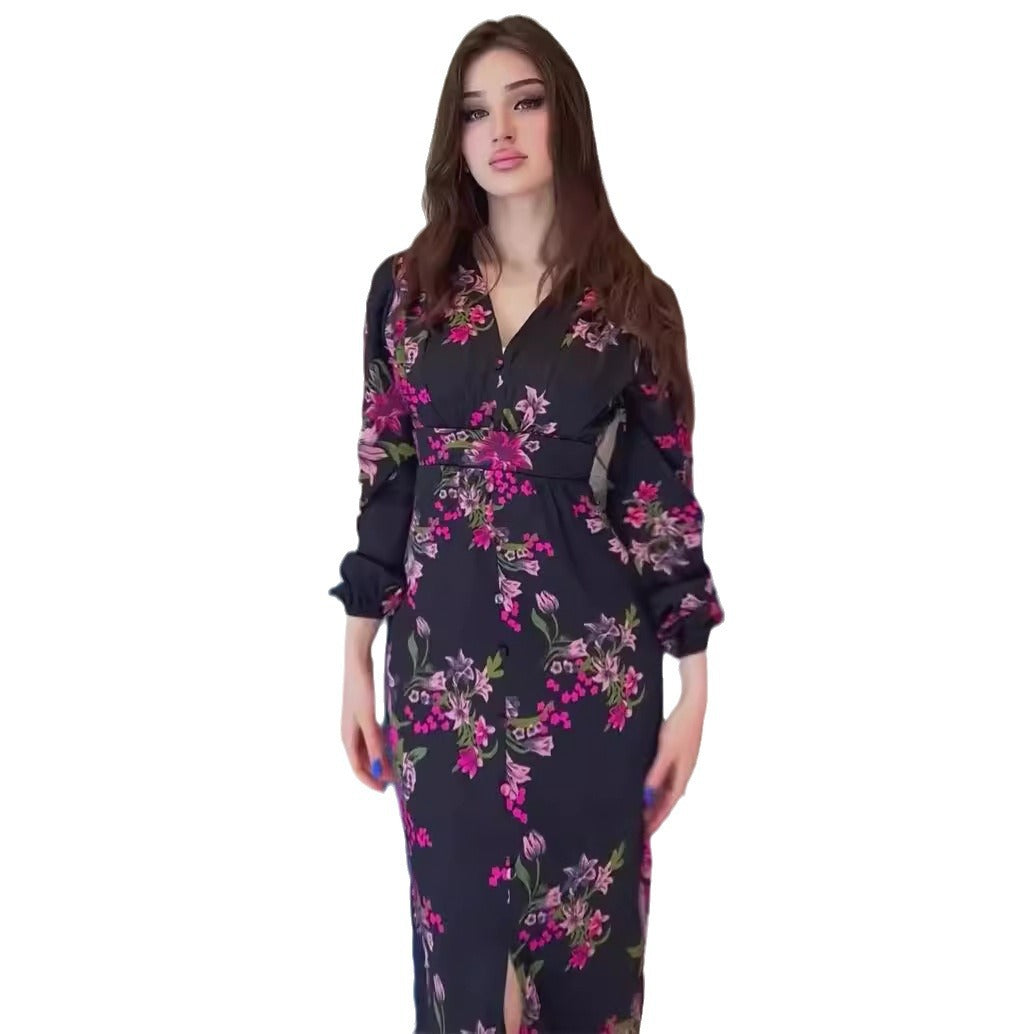 Waist Slit Dress Female Summer Temperament Dresses