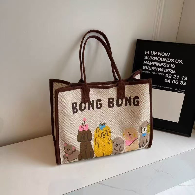 Women's Printed Canvas Large Capacity Outing Shopping Shoulder Bags