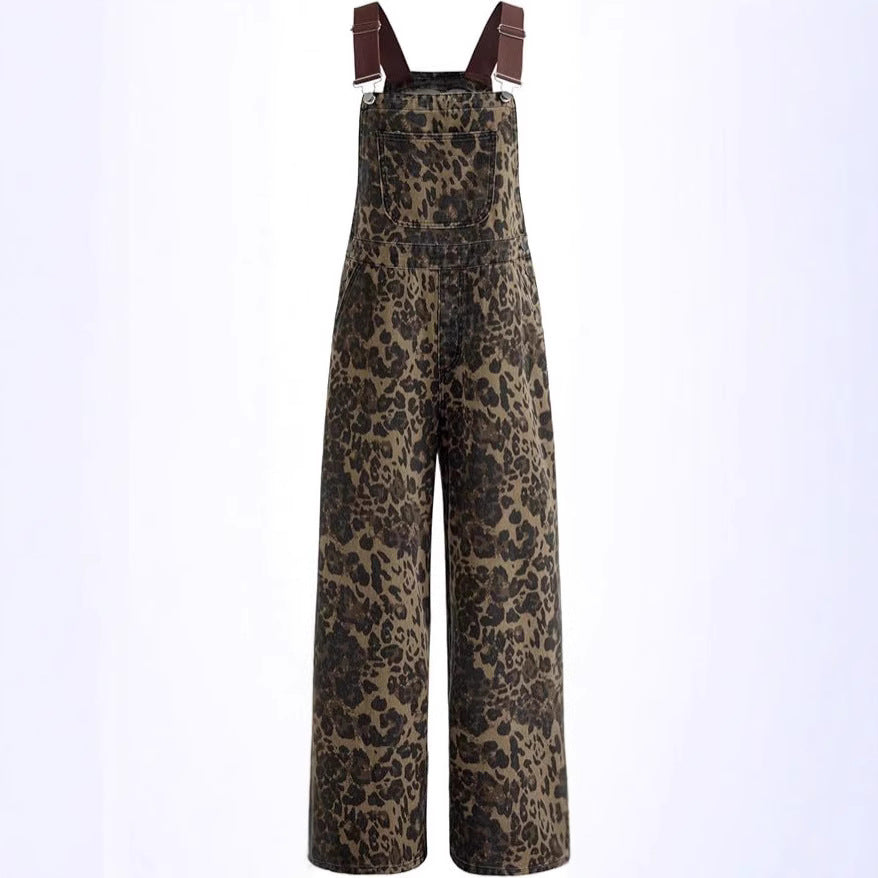 Women's American Retro Street Suspender Loose-fitting Jumpsuits