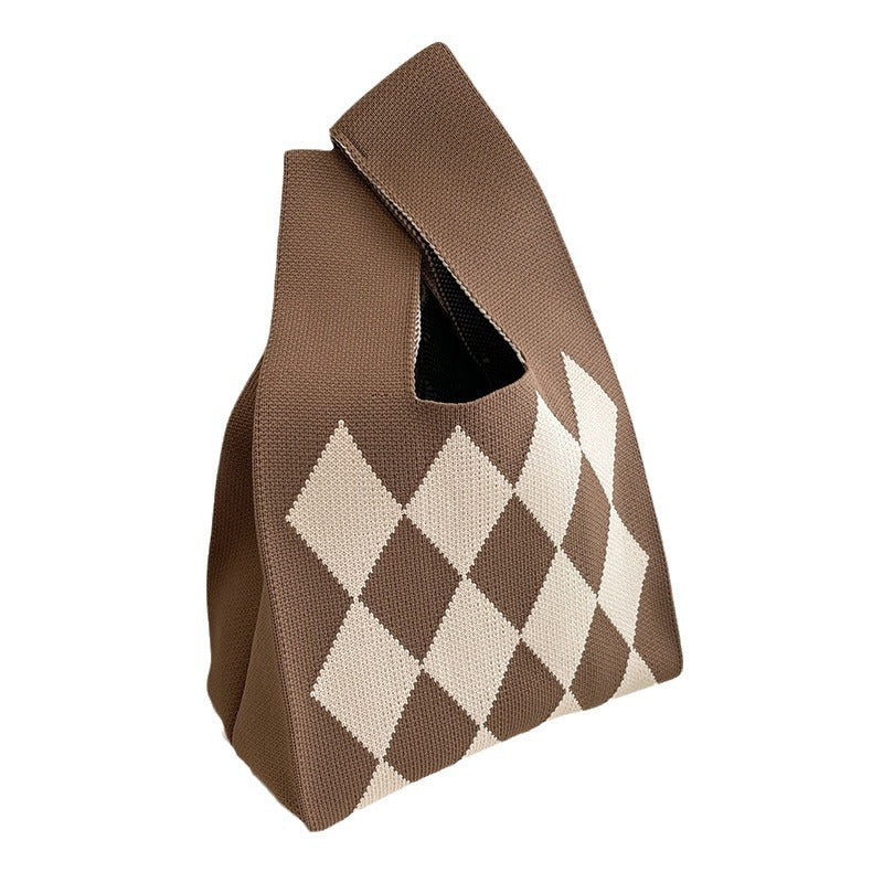 Women's Knitted Wool Version Hand Carrying Box Tote Bags