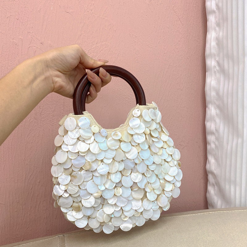 Classy Durable Fairy Handmade Shell Wooden Handbags