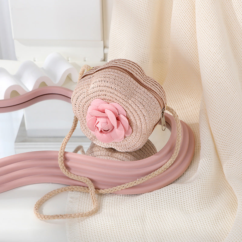 Women's Woven Seaside Flower Beach Summer Mini Children's Coin Purse
