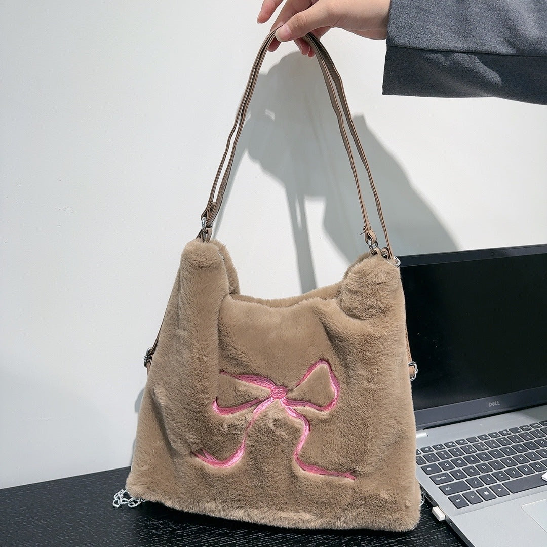 Women's Furry Large Capacity Totes Fashion Underarm Arm Bags
