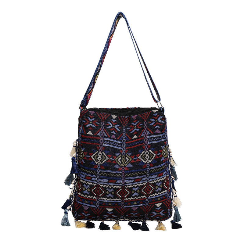 Women's Ethnic Print Tassel Autumn Large Capacity Bags