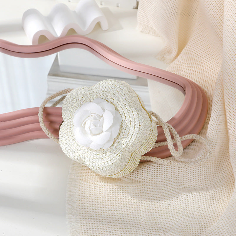 Women's Woven Seaside Flower Beach Summer Mini Children's Coin Purse