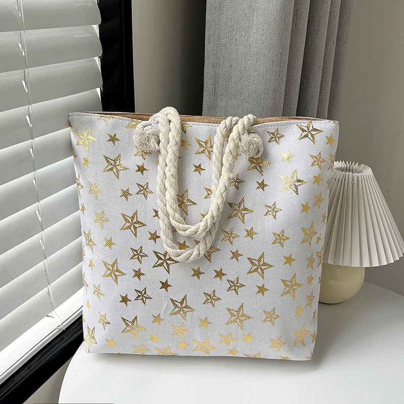 Women's Linen Hot Printed Pattern Large Capacity Shoulder Bags