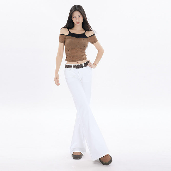 Women's Slimming Washed Design Versatile Korean Fashion Jeans