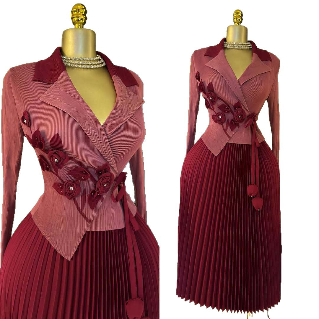 Women's Fashion Three-dimensional Rose Spike Flower Collar Dresses