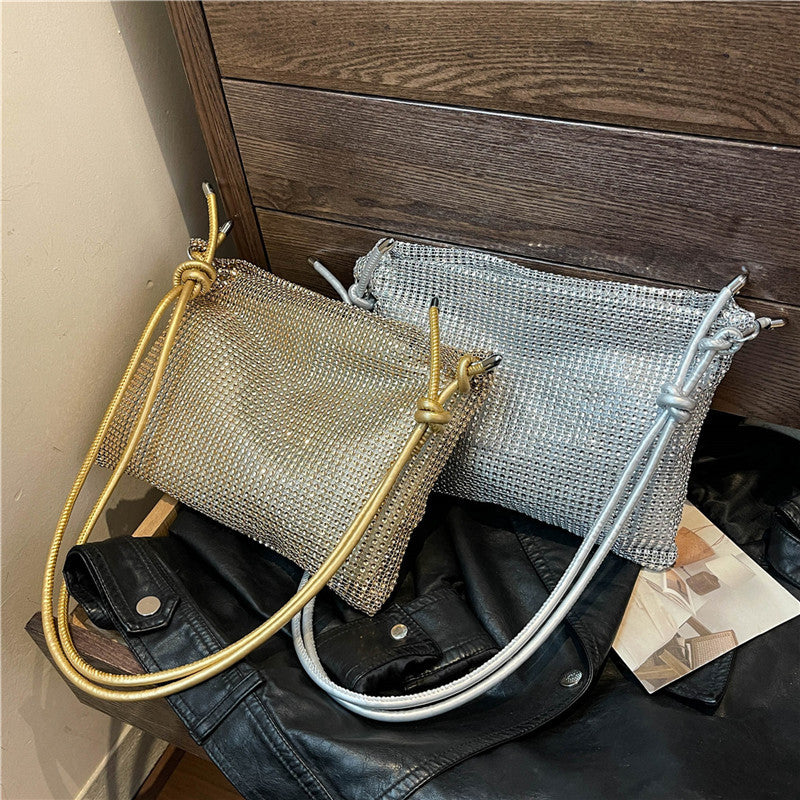 Women's Fashion High Texture Net Drill Niche Simple Shoulder Bags