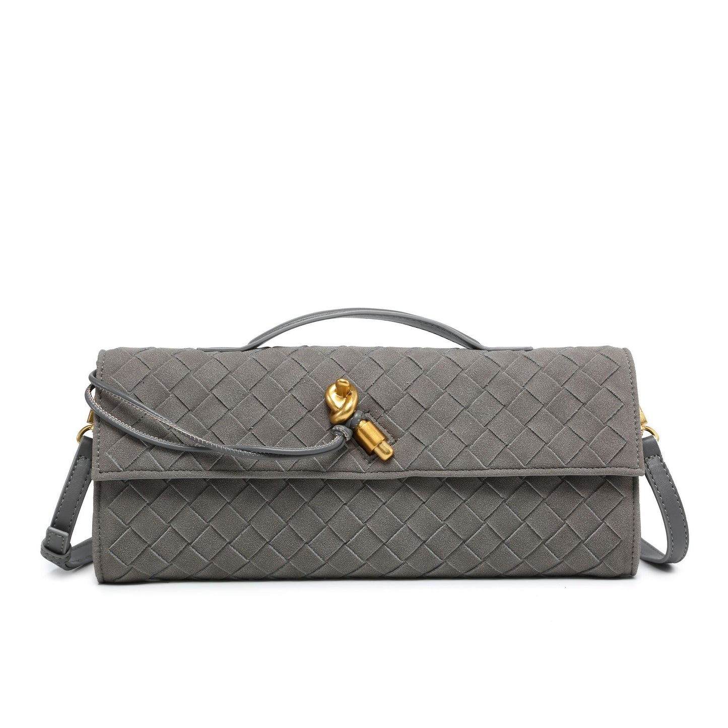 Suede Woven Dinner Single Mortise Horizontal Bags
