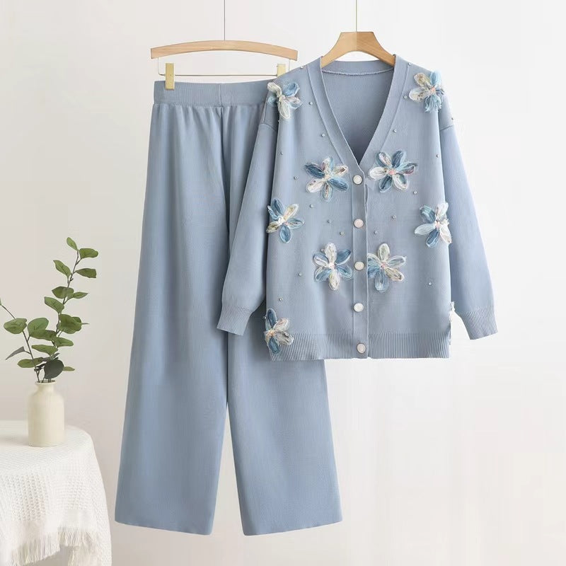 Temperament Commute Long Sleeve Knitted Two-piece Suits
