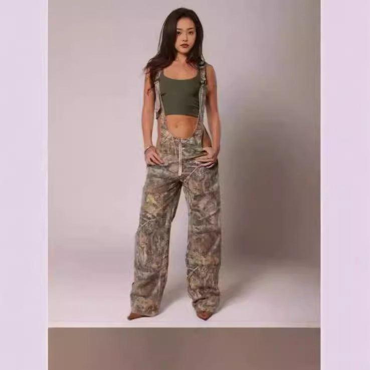 Women's Sexy Suspender Solid Color Sleeveless Sling Denim Zipper Jumpsuits