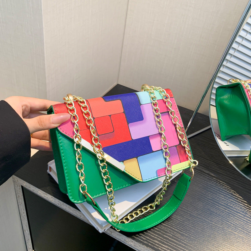 Women's Fashion Color Contrast Fresh Western Style Crossbody Bags