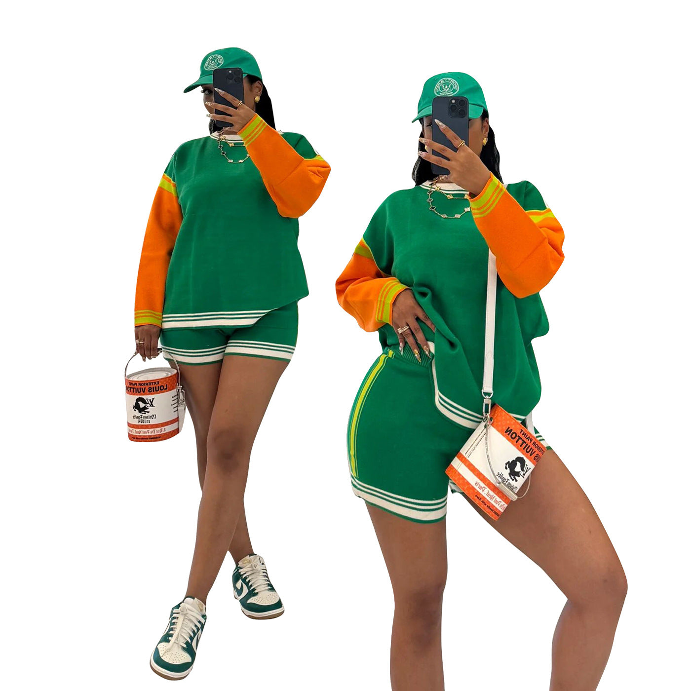 Women's Sports Casual Multicolor Long Sleeve Knitting Suits