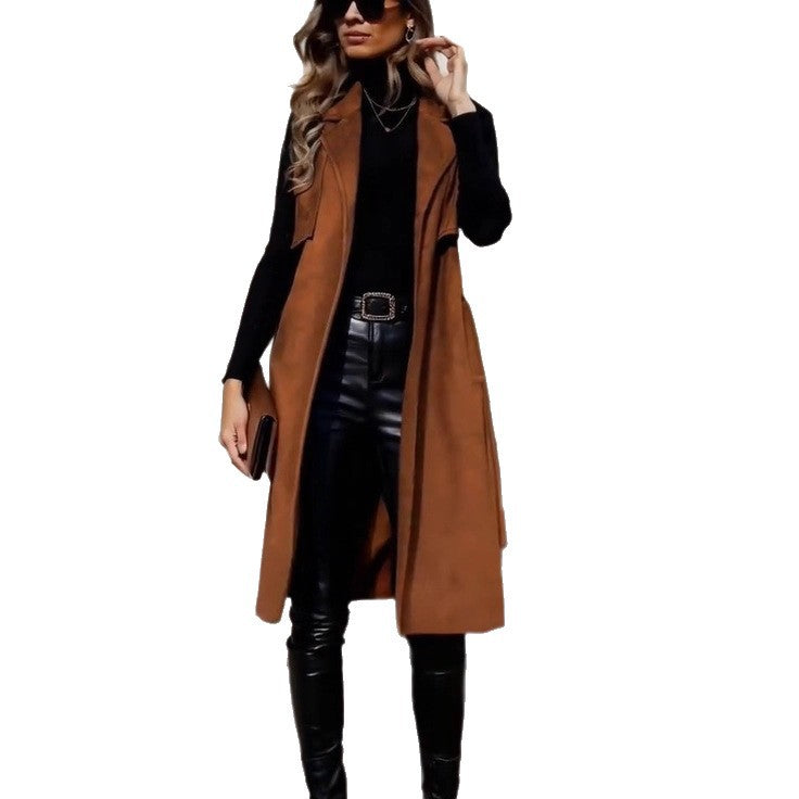Fashion Flip Lapel Collar Belt Without Vests