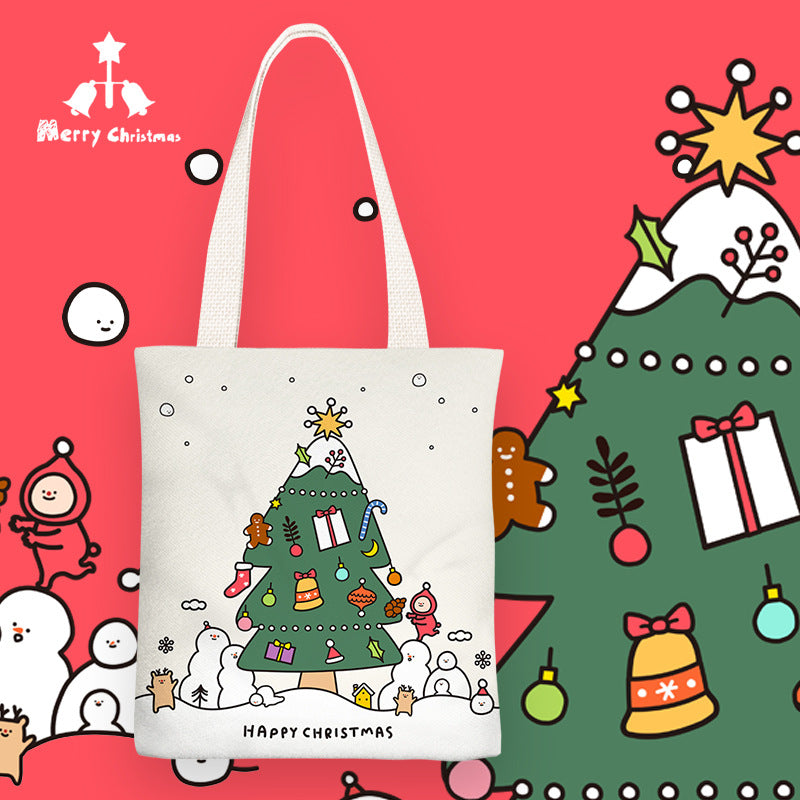 Little Christmas Fresh Canvas Female Simple Shoulder Bags