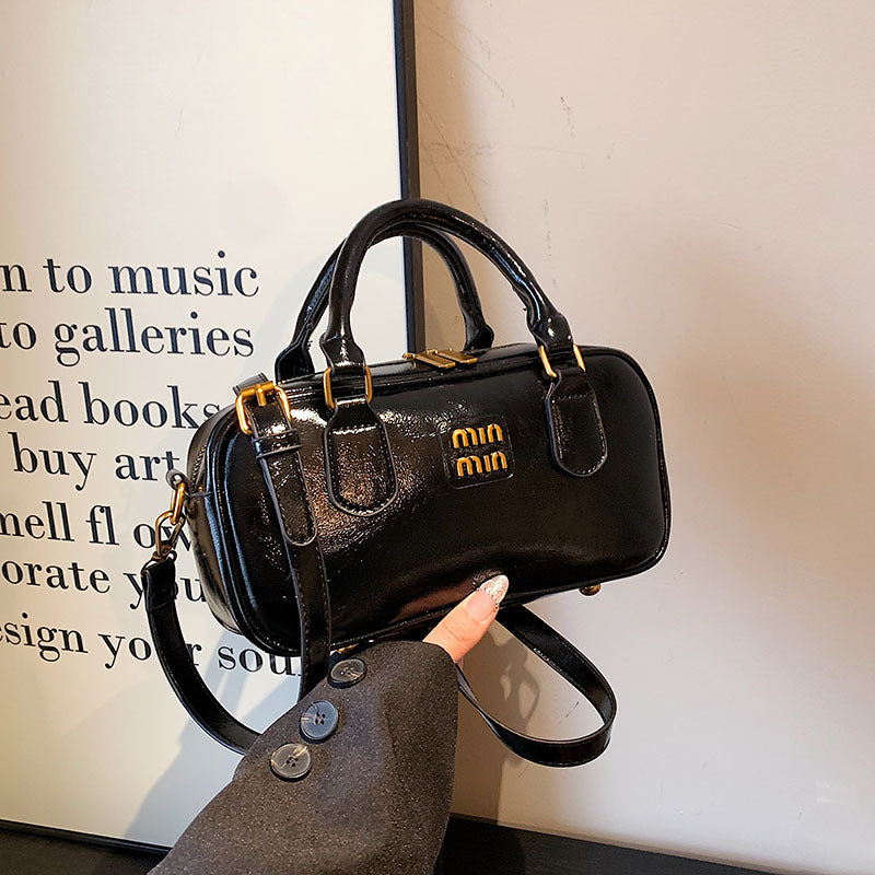 Women's Leather Bowling Niche Designer Retro Portable Crossbody Bags