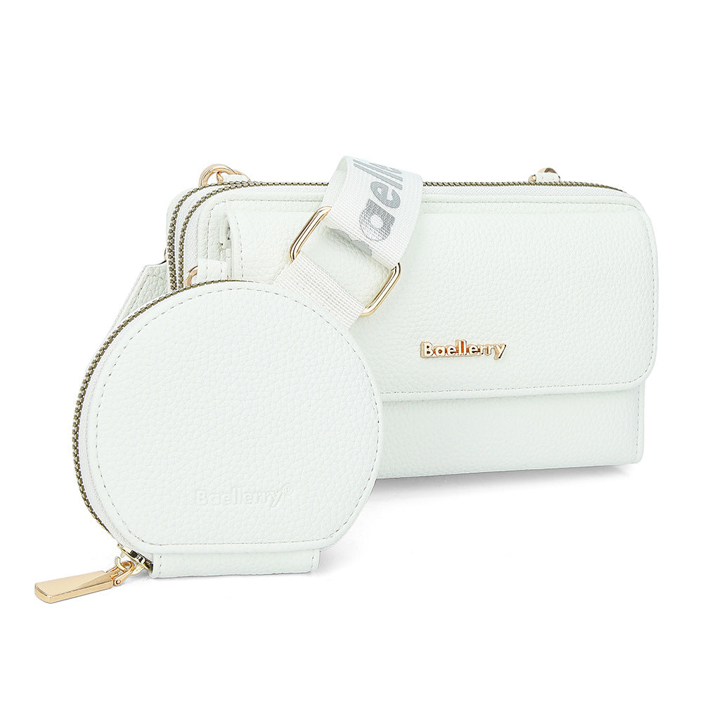 Women's Lychee Pattern Letter Strap Zip One Bags