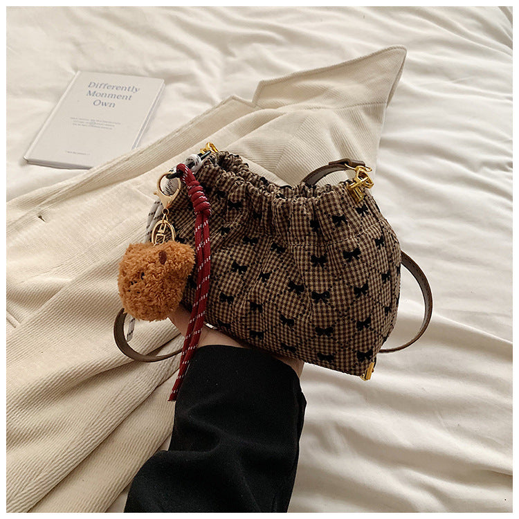 Women's Popular Design Canvas Leopard Plaid Cross Crossbody Bags