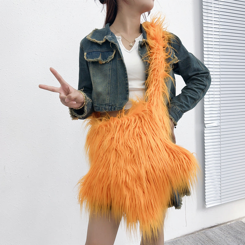Plush Dopamine Wear Niche Hot Furry Crossbody Bags