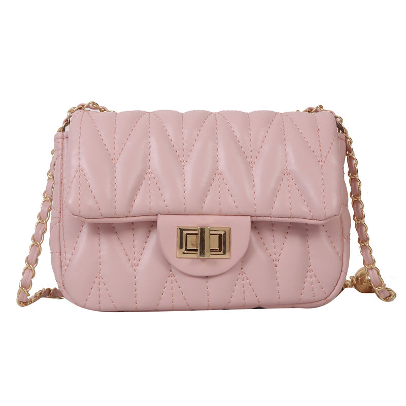 Women's Beautiful Fashionable Rhombus Chain Pink Crossbody Bags