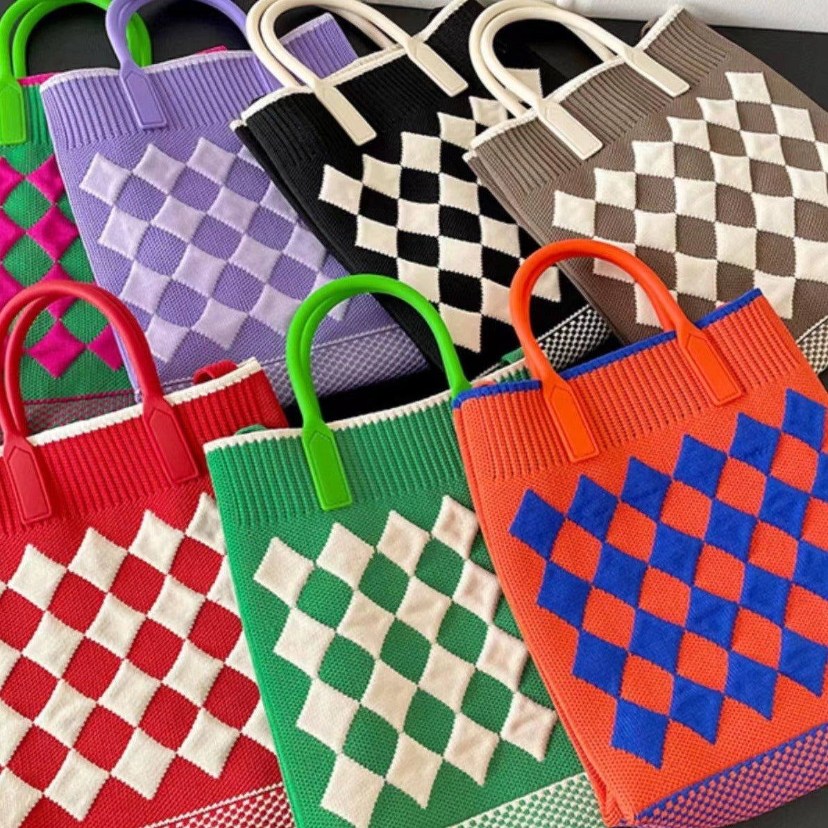 Korean Style Contrast Color Silicone Knitted Crossbody Bags