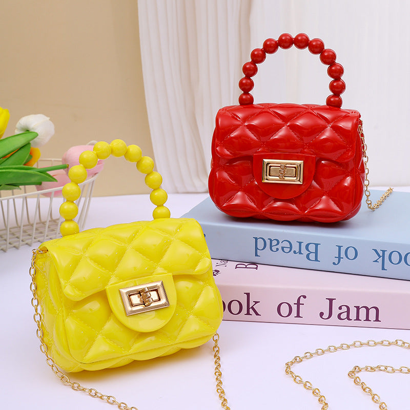 Women's Fashion Pearl Chain Portable Mini Gel Shoulder Bags