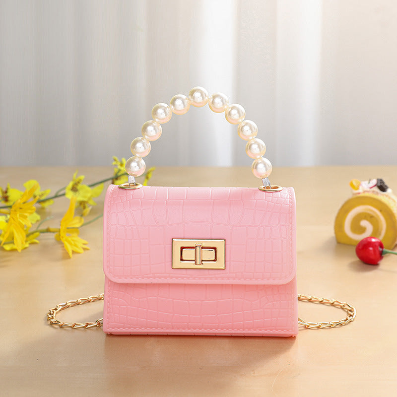 Classy Pearl Hand Crocodile Pattern Gel Shoulder Bags