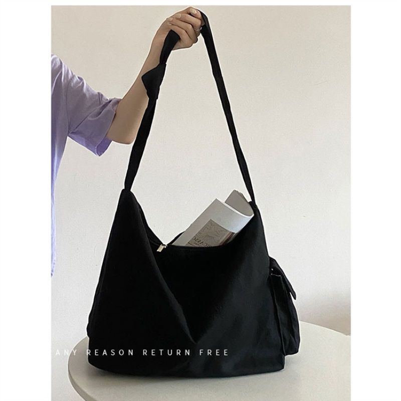 Female Korean Style Canvas Versatile Large Crossbody Bags