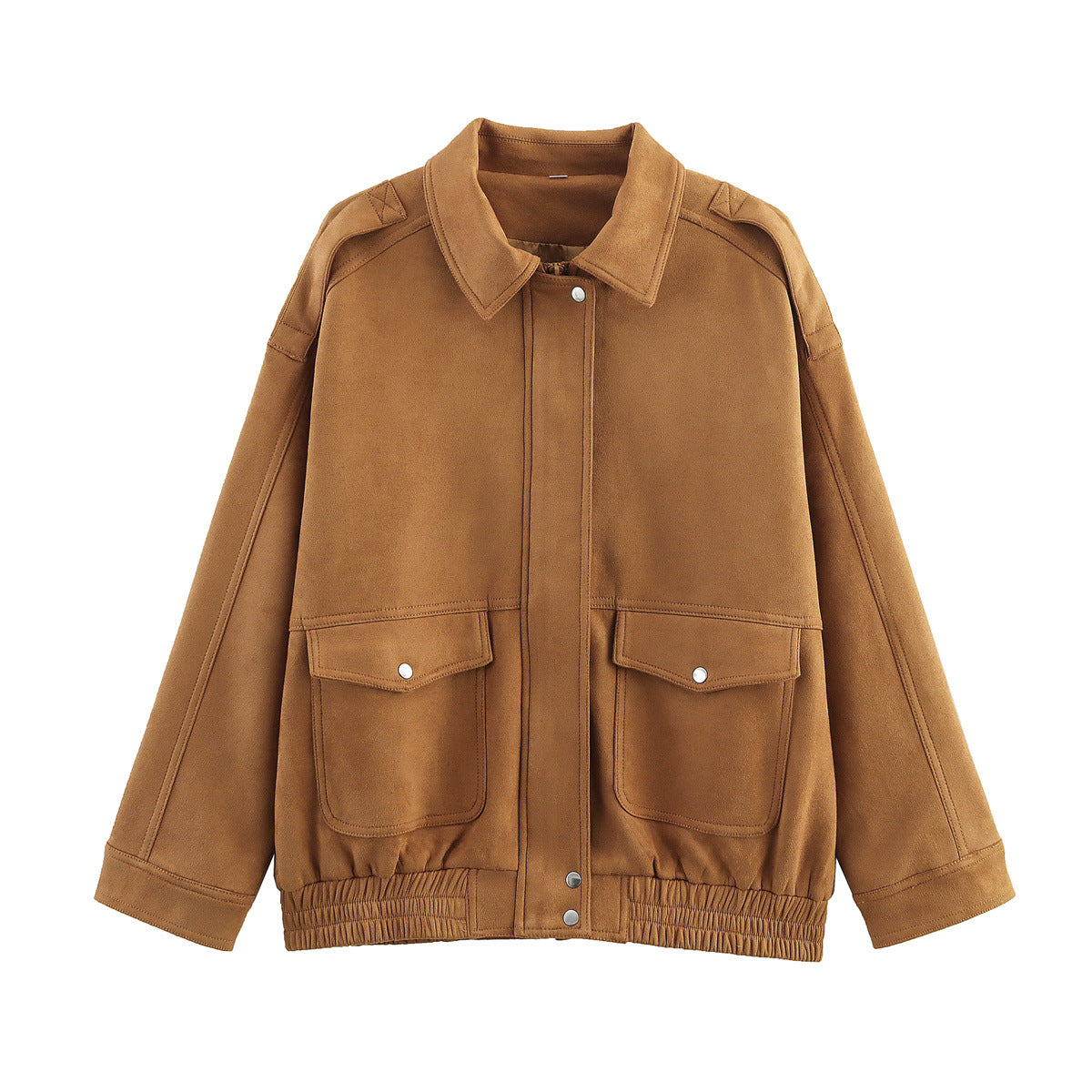 Women's Spring Fashion Casual Suede Texture Pocket Jackets