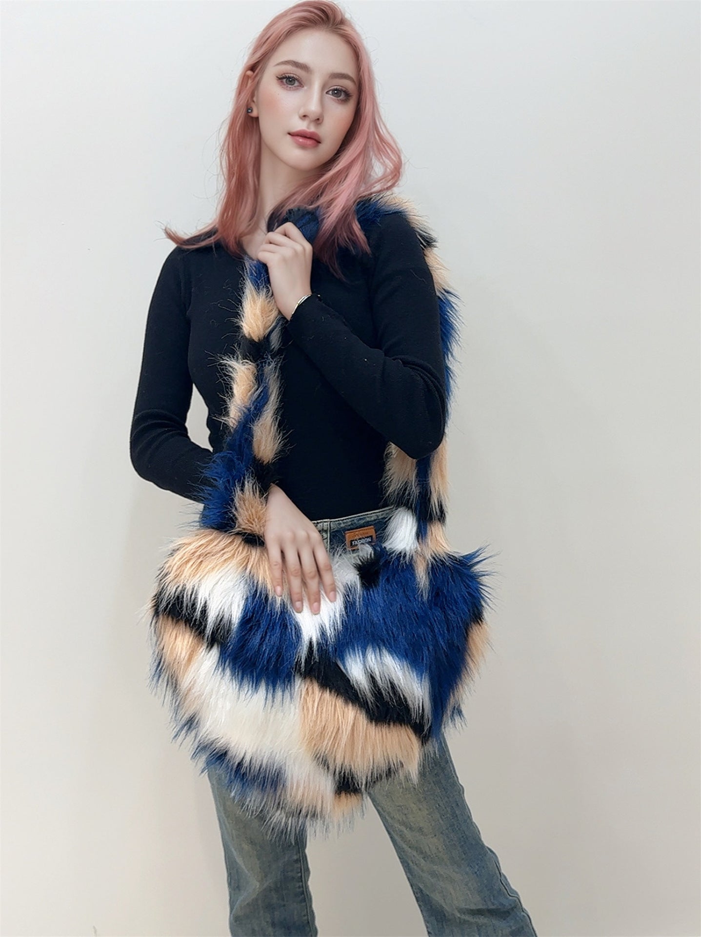 Women's Fox Fur High Sense Fashion Heart-shaped Crossbody Bags