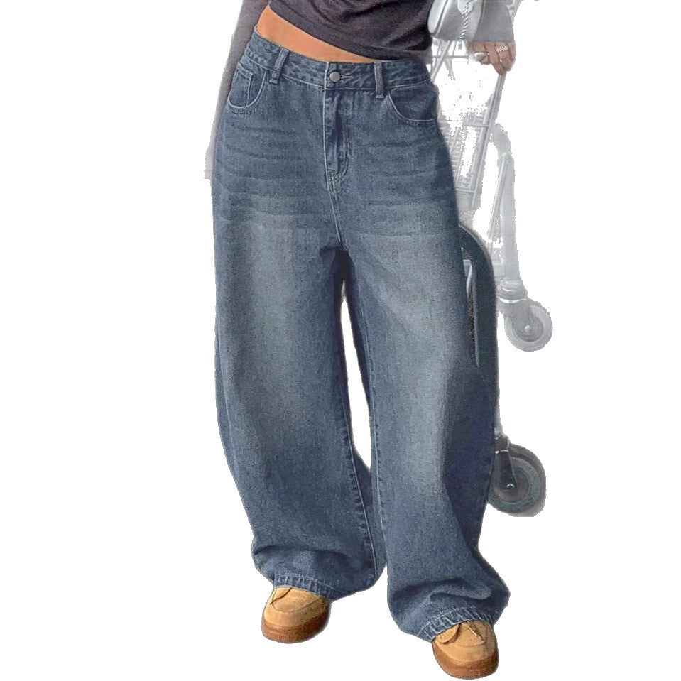 Creative Spring Draping Lazy Loose Mopping Women's Jeans