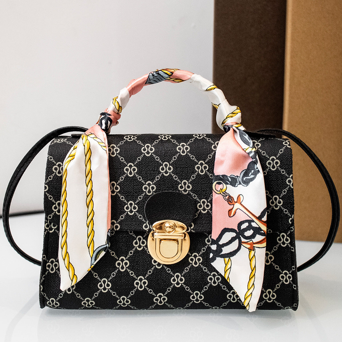 Women's Creative Retro Printed Silk Scarf Bags