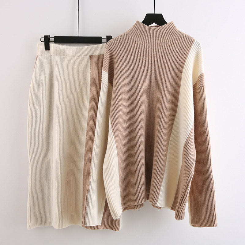 Women's Idle Style Design Color Matching Turtleneck Sweaters
